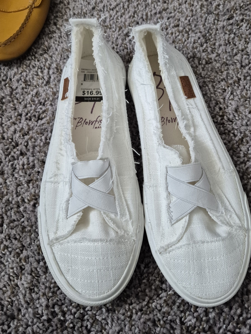 Blowfish White Frayed Slip-On Canvas Sneakers. Only Wore Once.